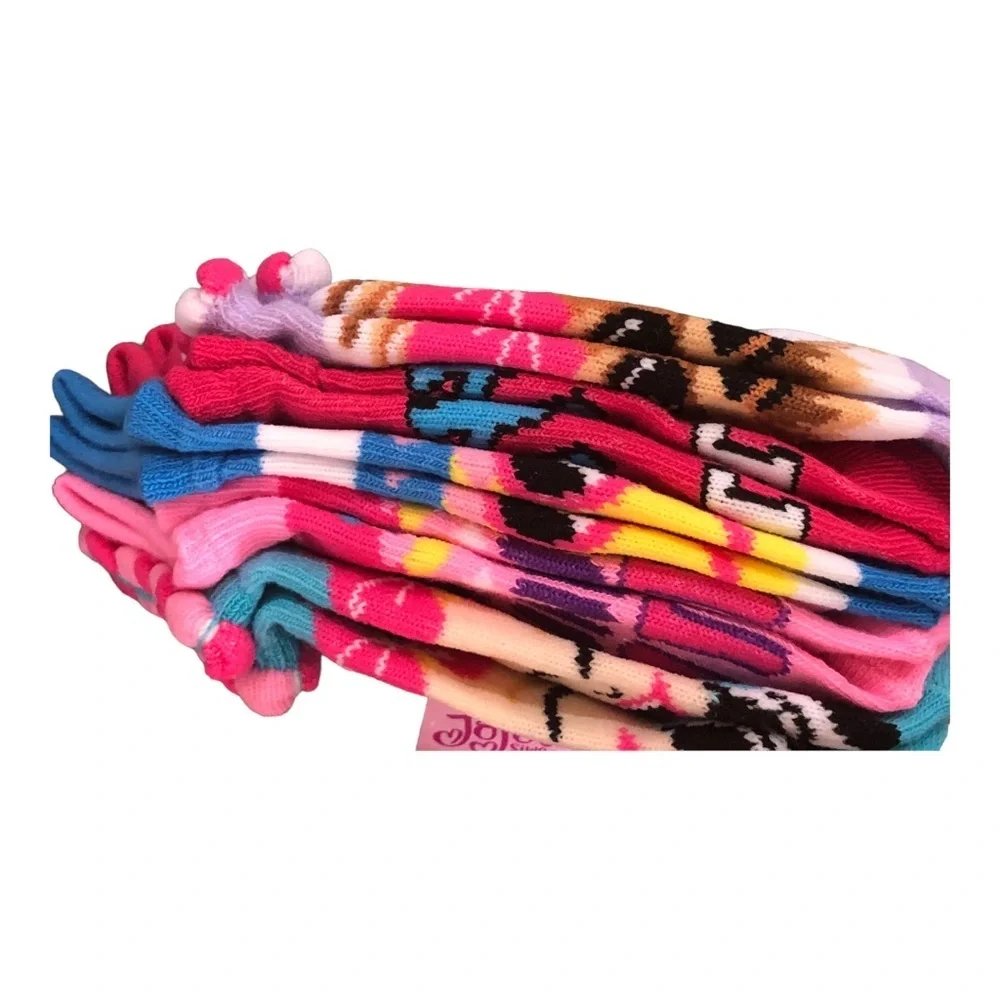 Jojo Siwa pom pom multi no show socks size medium (fits shoe 7.5-3.5) 5pairs new